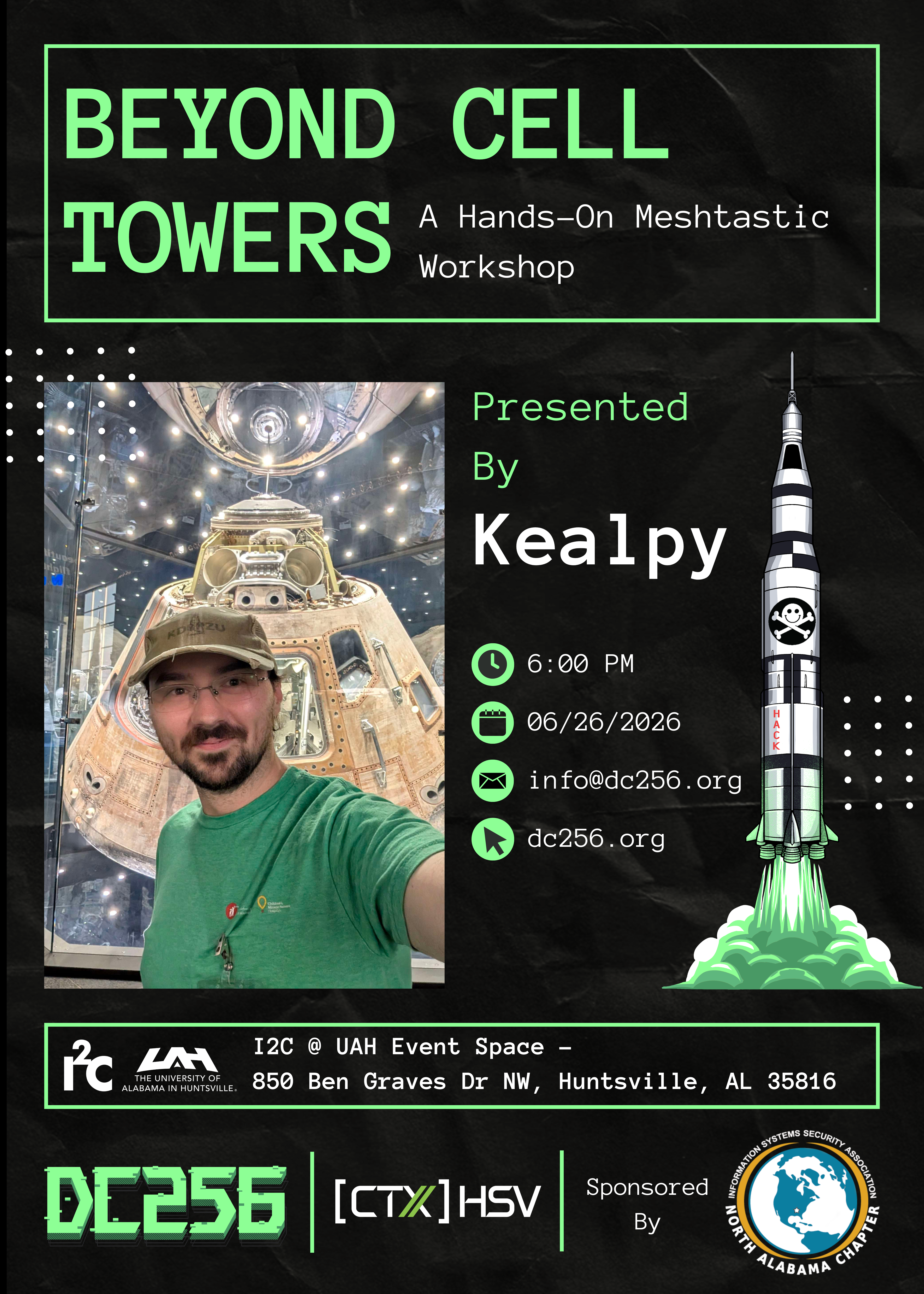 Flyer: Kealpy — Beyond Cell Towers: A Hands-On Meshtastic Workshop