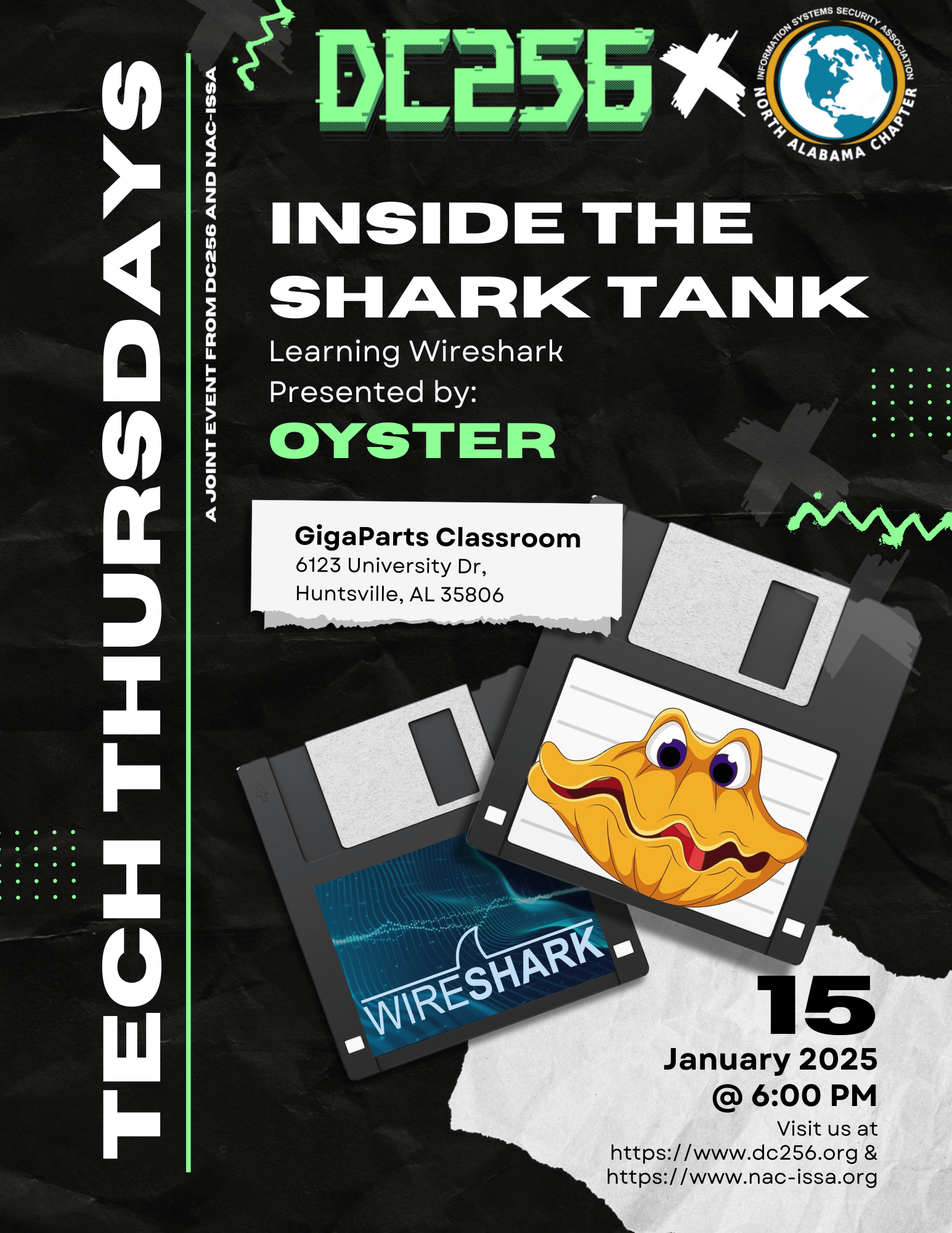 Flyer for Tech Thursdays - Inside the Shark Tank: Learning Wireshark