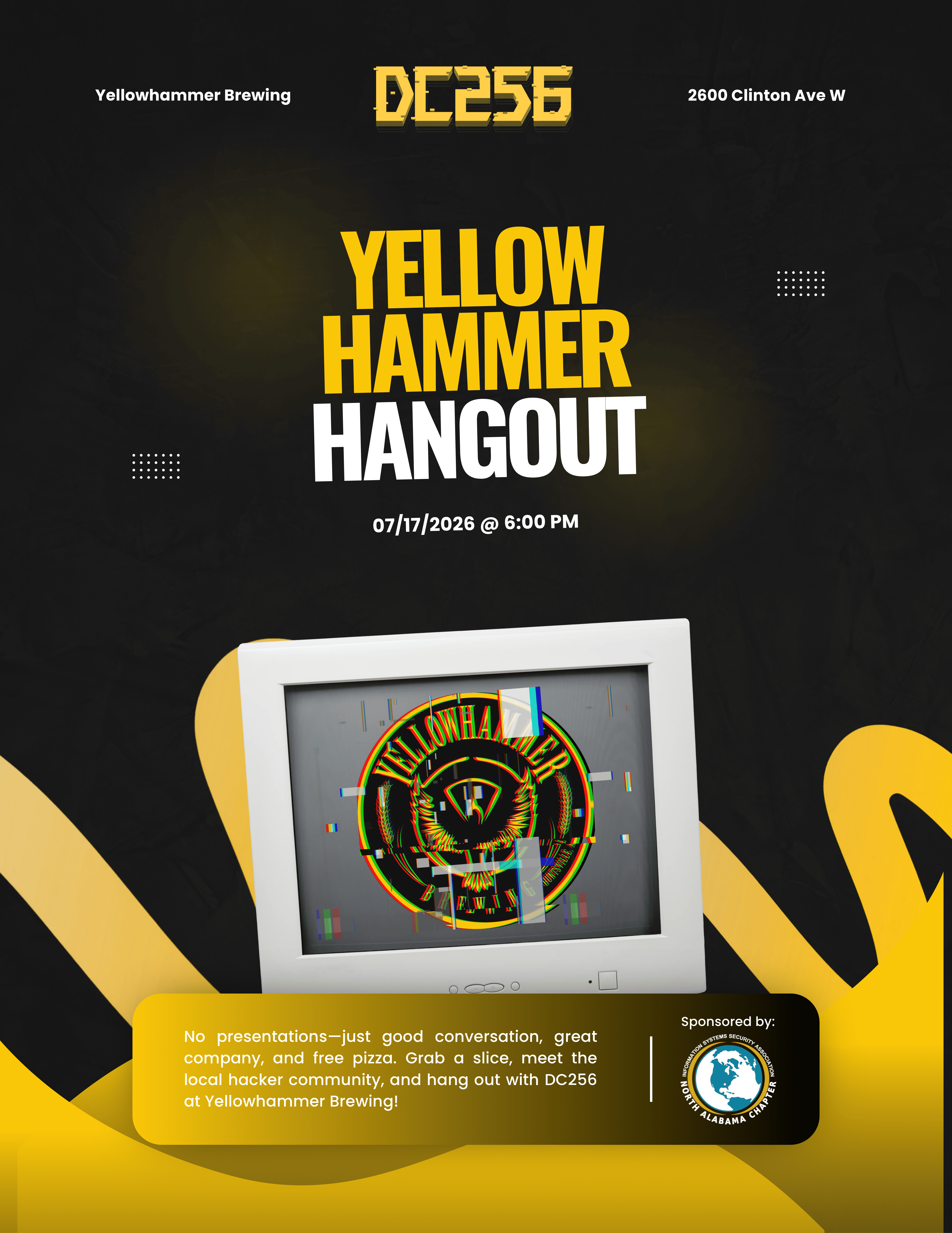 Flyer for July 2026 DC256 Yellow Hammer Hangout at Yellowhammer Brewing