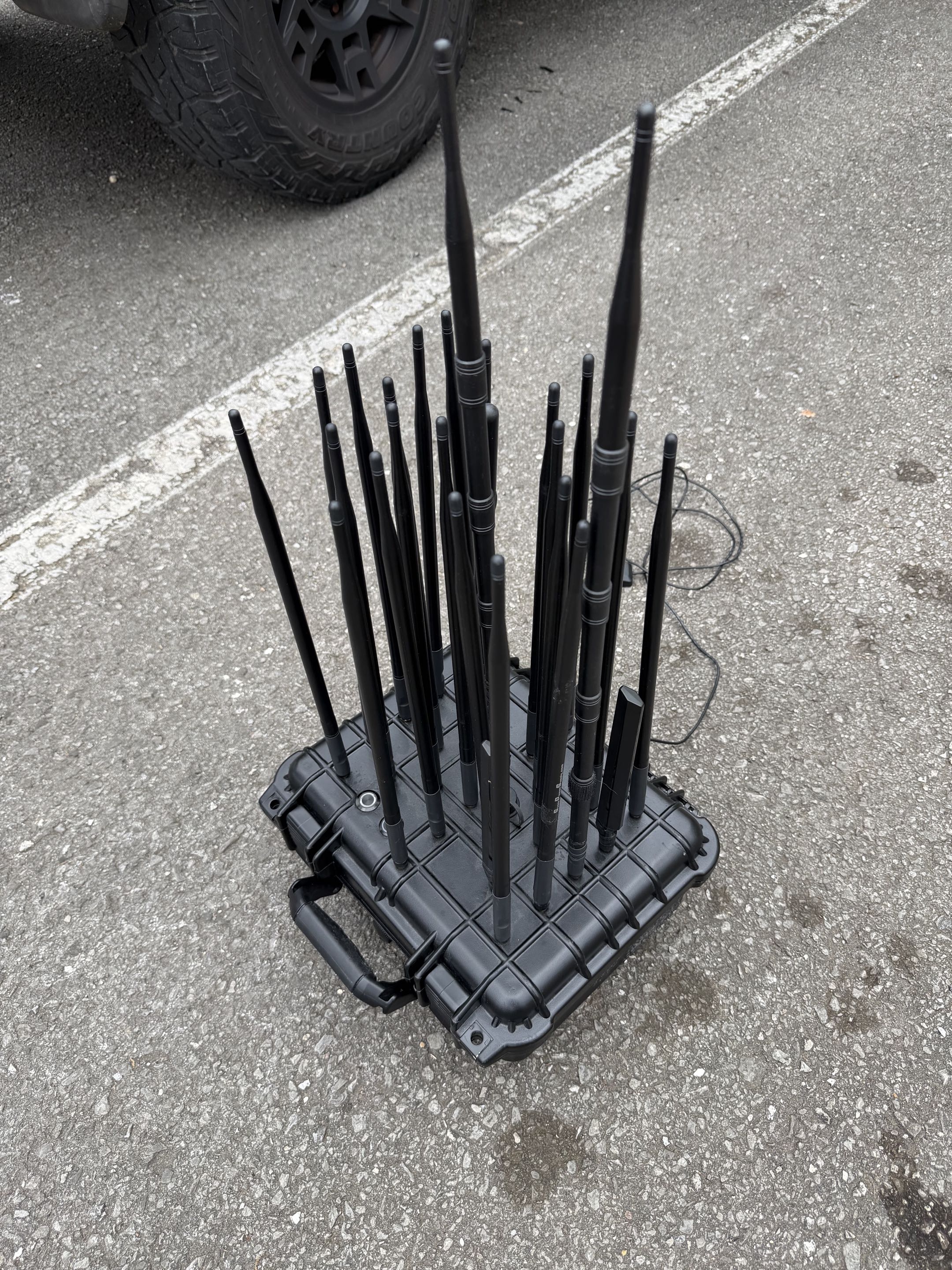 Wardriving rig with antennas deployed